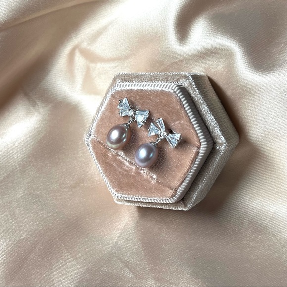 Genuine Fresh Water Pearl Earrings 925 Sterling Silver Teardrop Pearl - Picture 4 of 10